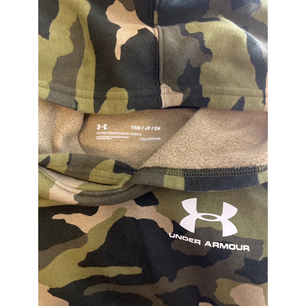 Under Armour Kids Camo Hoodie ColdGear Youth Small Pullover - Picture 2 of 4